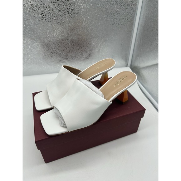 New Torgeis Scarlette‎ Faux Leather Triangle Heel Slip On Sandals White Size 10 - Picture 4 of 7